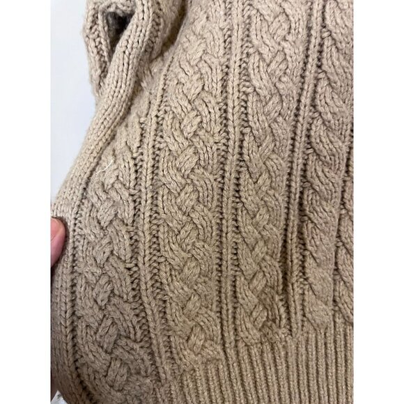 Banana Republic Wool Fisherman Knit Sweater XL Tan Cable Old Money Preppy Retro - Picture 8 of 9